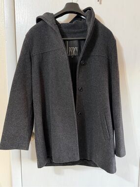 J. Percy Charcoal Hooded Wool Blend Coat